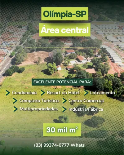 EXCELENTE E GIGANTE ÁREA CENTRAL - OLÍMPIA/SP