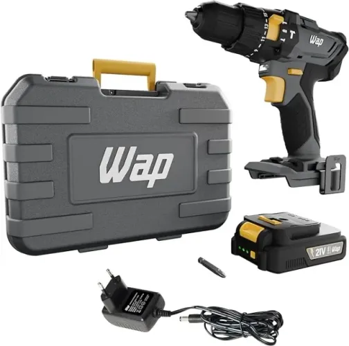 WAP Parafusadeira e Furadeira com Impacto à Bateria 3/8" 21V K21-ID01, com Maleta Organiza