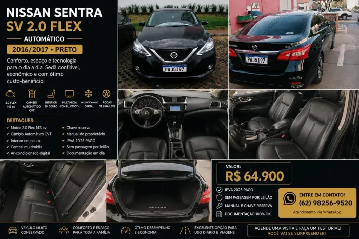 Nissan Sentra SV 2.0 Flexstart 16V Aut. 2017