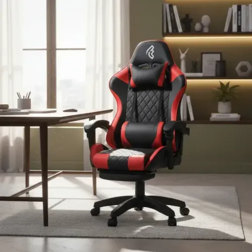 Cadeira Gamer Escritorio Giratória Reclinável Preta Vermelha Fohar