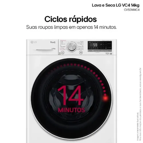 Lava e Seca LG VC4 14/12kg Wi-Fi Nova nota fiscal Smart Inteligência Artificial 220v