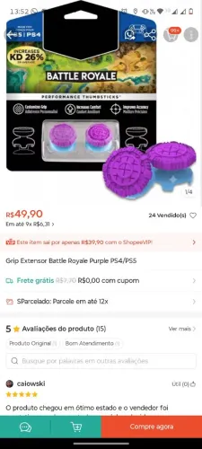 Grip Extensor Battle Royale Purple PS4/PS5