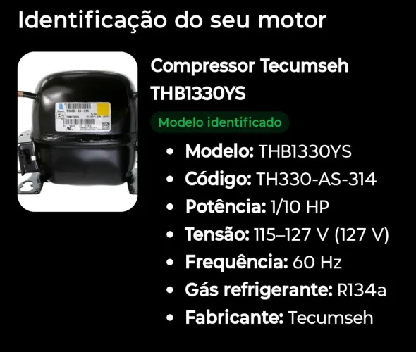 Motor compressor geladeira Electrolux 127volts