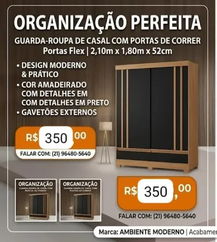 Vendo Guarda Roupa Casal Moderno portas de correr