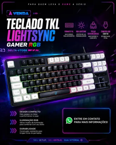 Teclado Gamer Rgb Led Com Fio DELTA VT088