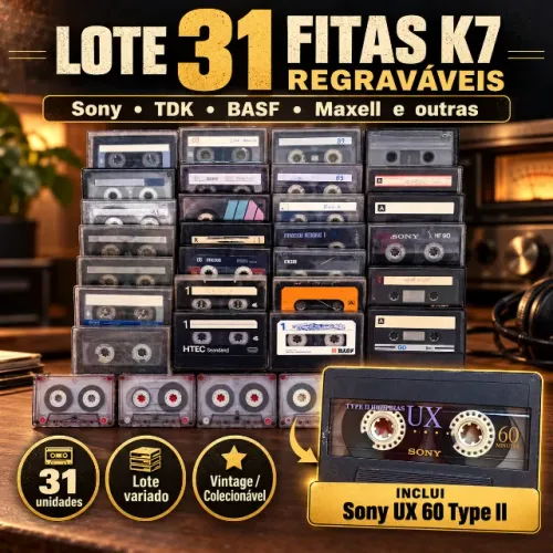Lote 31 Fitas K7 Regraváveis - Sony, TDK, BASF, Maxell e Outras | Vintage