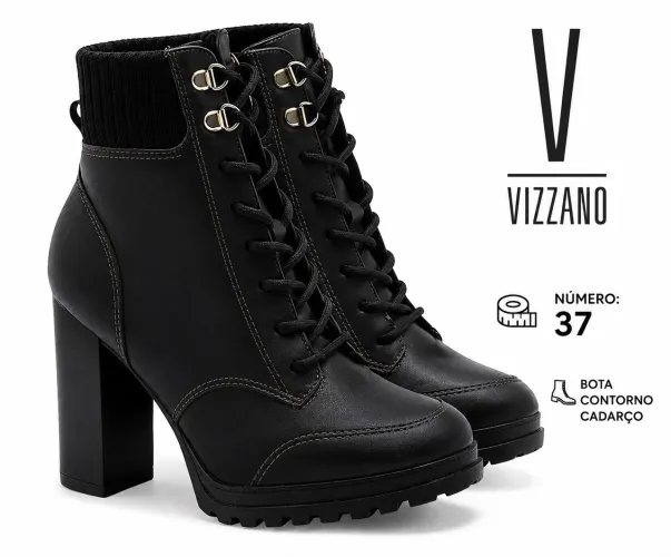 Bota contorno cadarço 