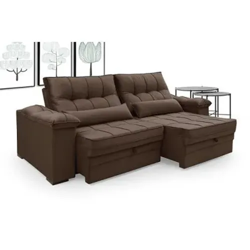 Sofa Tokio Retratil Reclinavel 2,50 - Marrom