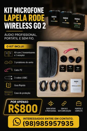 Kit microfone lapela Rode Wireless Go 2