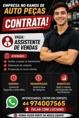 Vaga assistente comercial