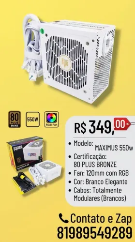 FONTE GAMER MAXIMUS 550W rgb