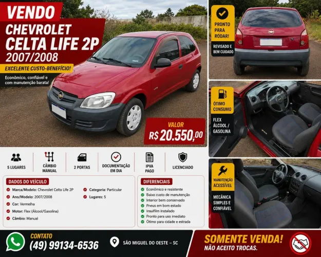 Chevrolet Celta Life/ LS 1.0 MPFI 8V Flexpower 3P 2008