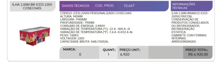 Ilha refrigerada 