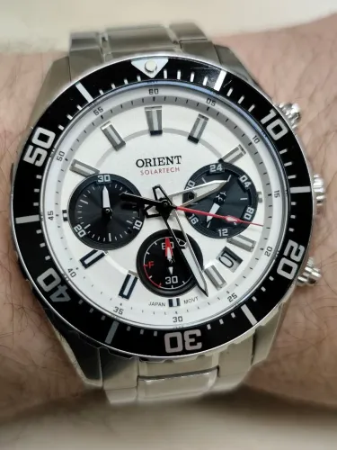 Orient Solartech Elite Sea Cronógrafo MBSSC288 S1SX Panda Novíssimo Cristal de Safira