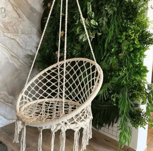 Rede Cadeira de Balanço Suspensa Conforto Varanda Jardim