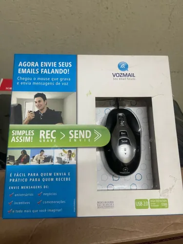 MOUSE VOZMAIL USB - GRAVA E ENVIA MENSAGENS DE VOZ | PRODUTO RETRÔ