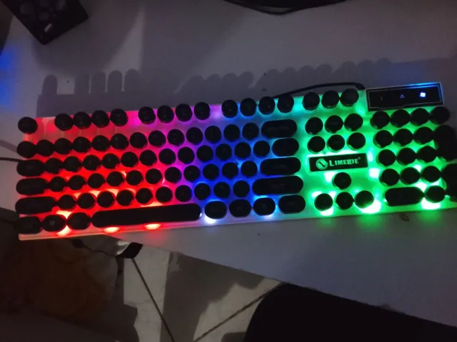 Teclado Gamer Style Retrô RGB Limeide Branco (semi mecânico)