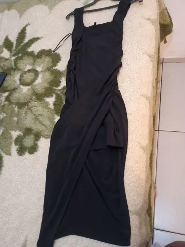 Vestido malha franzido preto Guess
