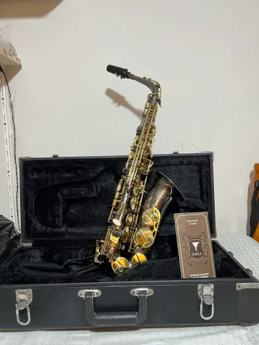 SAXOFONE ALTO EAGLE SA500BG BLACK ONYX COM ESTOJO + MOCHILA DE TRANSPORTE + HARPA CRISTÃ