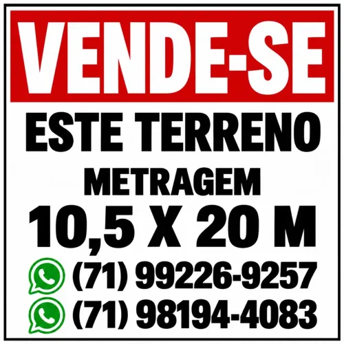 Vendo Terreno de 210 m² em Malícia, Camaçari - BA