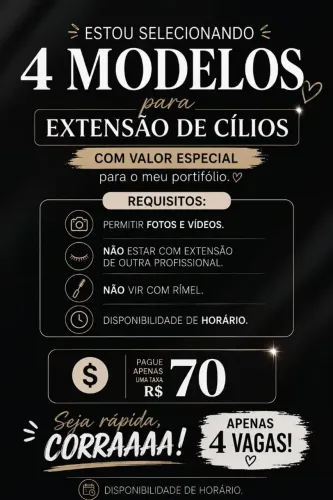 Estou selecionando modelos para extensão de cílios