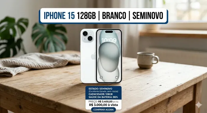Vendo iPhone 15 128gb seminovo com poucas marcas de uso