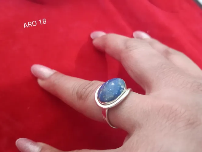 anel lápis azul em prata