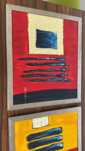 Quadro abstrato contemporâneo assinado- estilo europeu