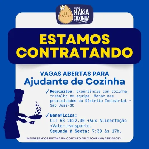 VAGA AJUDANTE DE COZINHA 