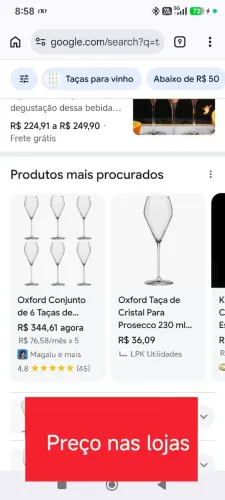 Conjunto taça de cristal de espumantes