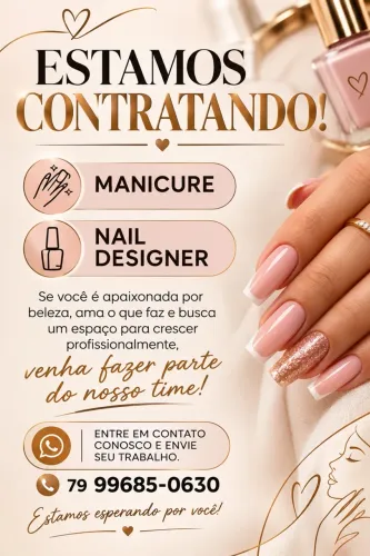 Estamos contratando manicure e mail designer