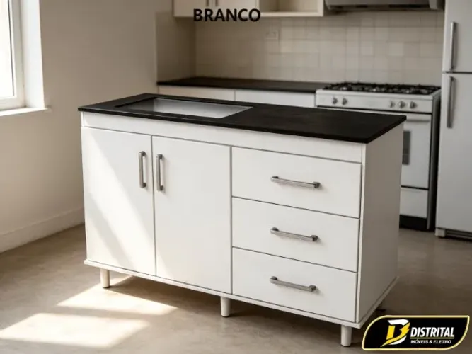 Balcão Atlântico 120 P/ Cooktop 5 Bocas Novo