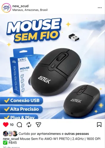 Mouse sem fio Aitek 