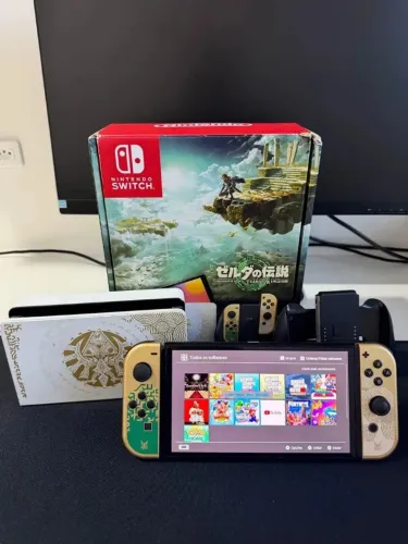 Nintendo Switch Oled Edição Zelda - Desbloqueado + Sd 256gb + Garantia + Nota Fiscal