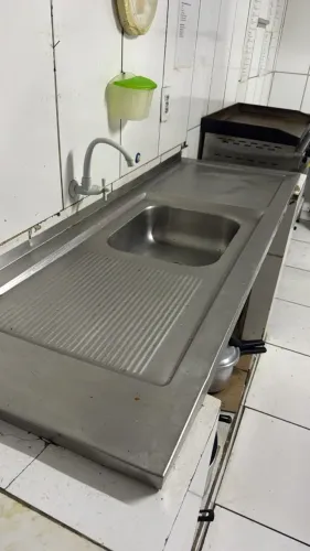 Pia inox 160x55 para cozinha, restaurante ou comércio