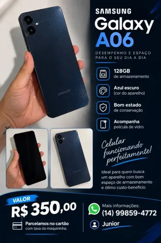 Smartphone Samsung Galaxy A06 128gb Azul Escuro