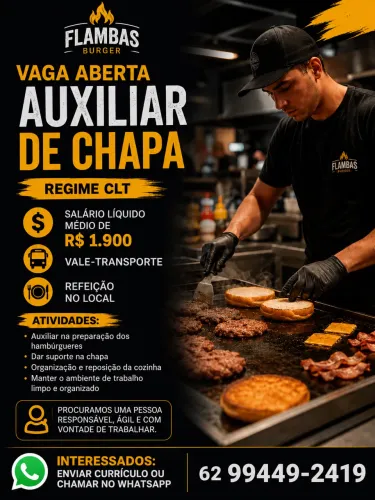 Vaga para auxiliar de cozinhar nao precisa de experiência 