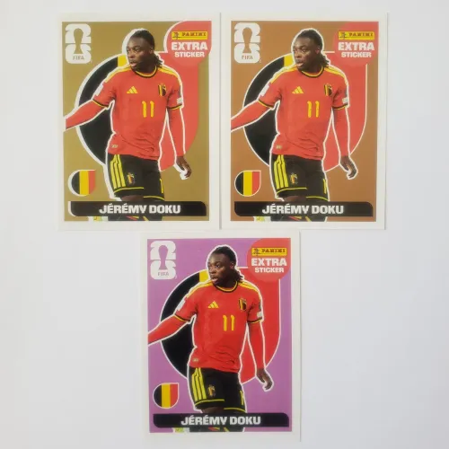 Combo 3 Figurinhas Jérémy Doku Panini Extra Stickers Legends Copa do Mundo 2026 FIFA