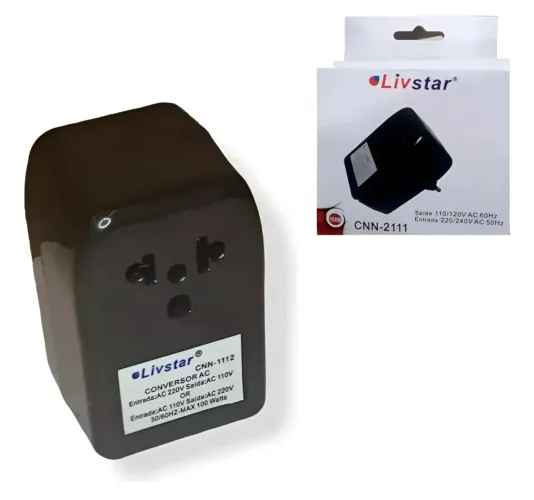 Conversor Transformador Voltagem Tomada Bivolt 100w Livstar Cor Preto