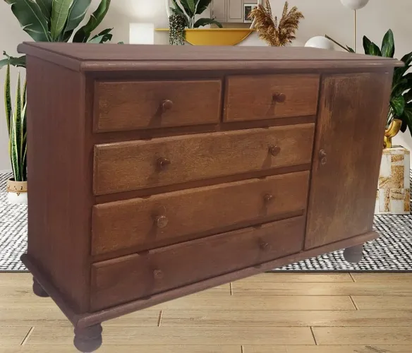 CÔMODA DE SUCUPIRA GIGANTE 5 GAVETAS COM SAPATEIRA 