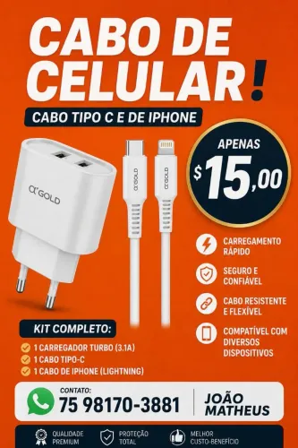 Vendo Carregador completo ou só o Cabo!