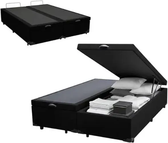 Box baú casal Queen veludo preto / pronta entrega