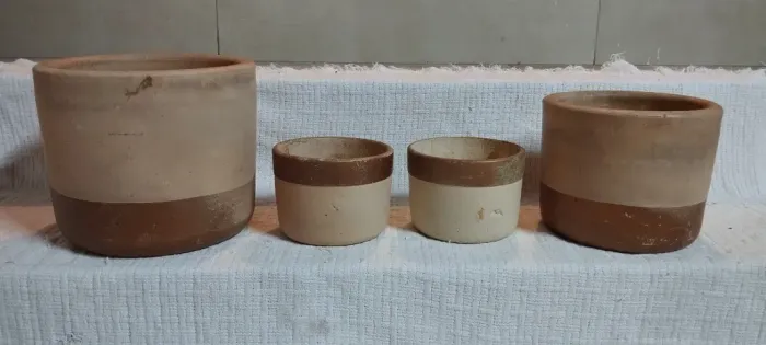 Kit 4 Cachepôs De Barro Cerâmica Decorativos