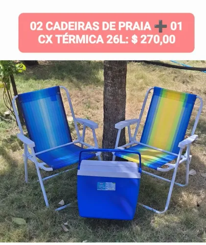 02 CADEIRAS DE PRAIA ? 01 CX TÉRMICA 26L
