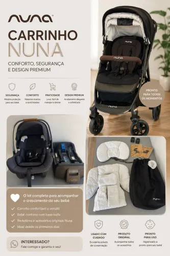 Carrinho de bebê travel system com bebê conforto isofix Nuna Tavo