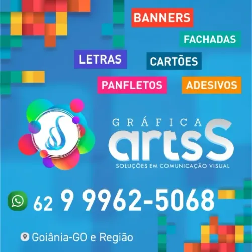 Gráfica artsS Comunicação Visual - Banner, Cartão de Visita, Panfleto, Fachada e Adesivos