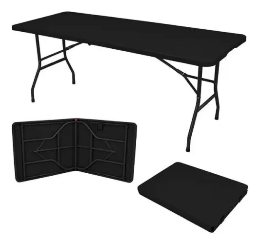 Mesa Maleta Dobrável Portátil Grande 180cm por 74cm Preto Nova