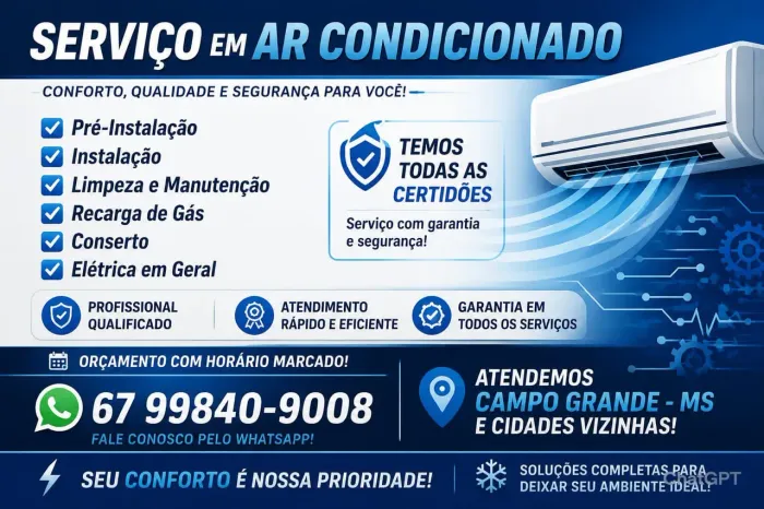 Ar condicionado serviço instalado é manutenção
