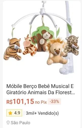 Mobile de berço animais semi novo em bom estado