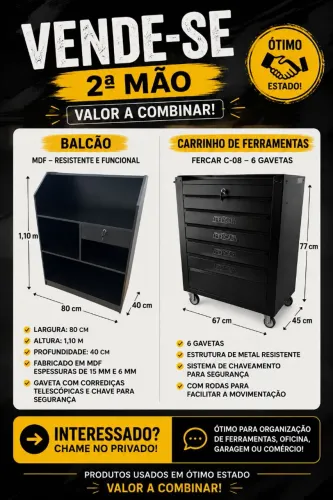BALCÃO E CARRINHO DE FERRAMENTAS